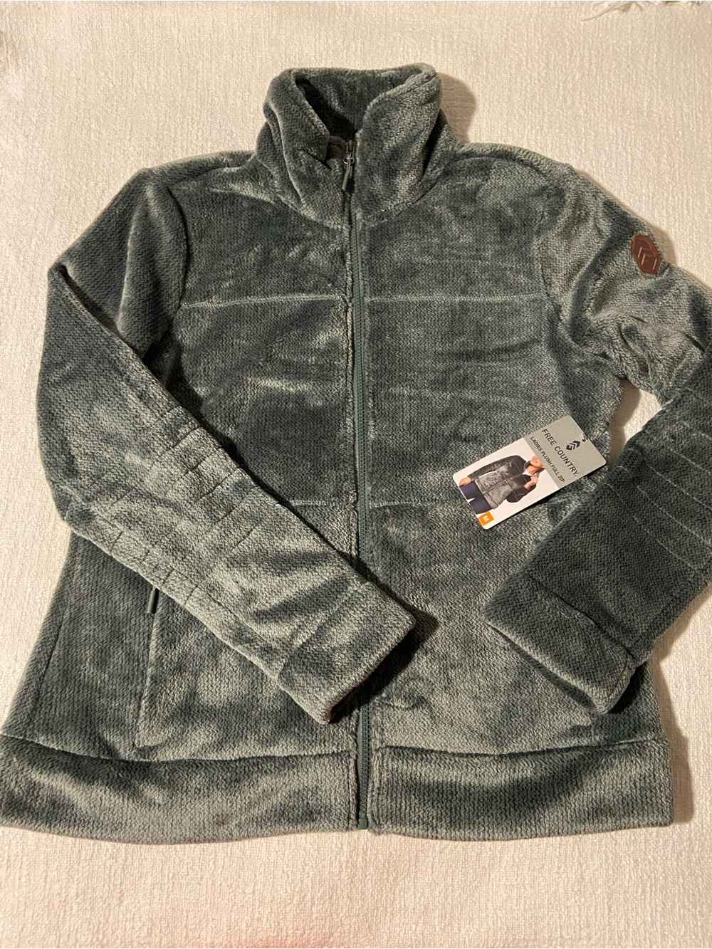 NWT Free Country Women’s Plush Pile Faux Fur Full-Zip Jacket - Sage Green Medium